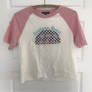 LA Hearts // NWOT Women’s “Daytona Beach” Cropped Baseball Tee